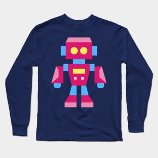 Pink and Blue Toy Robot Action Figure Long Sleeve T-Shirt